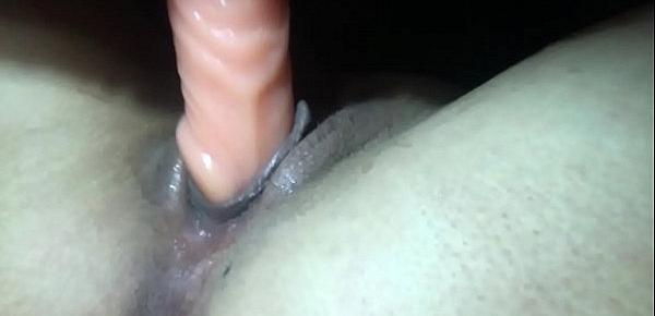  Dirty tight pussy was getting sore so I took my dildo out to rub my clit